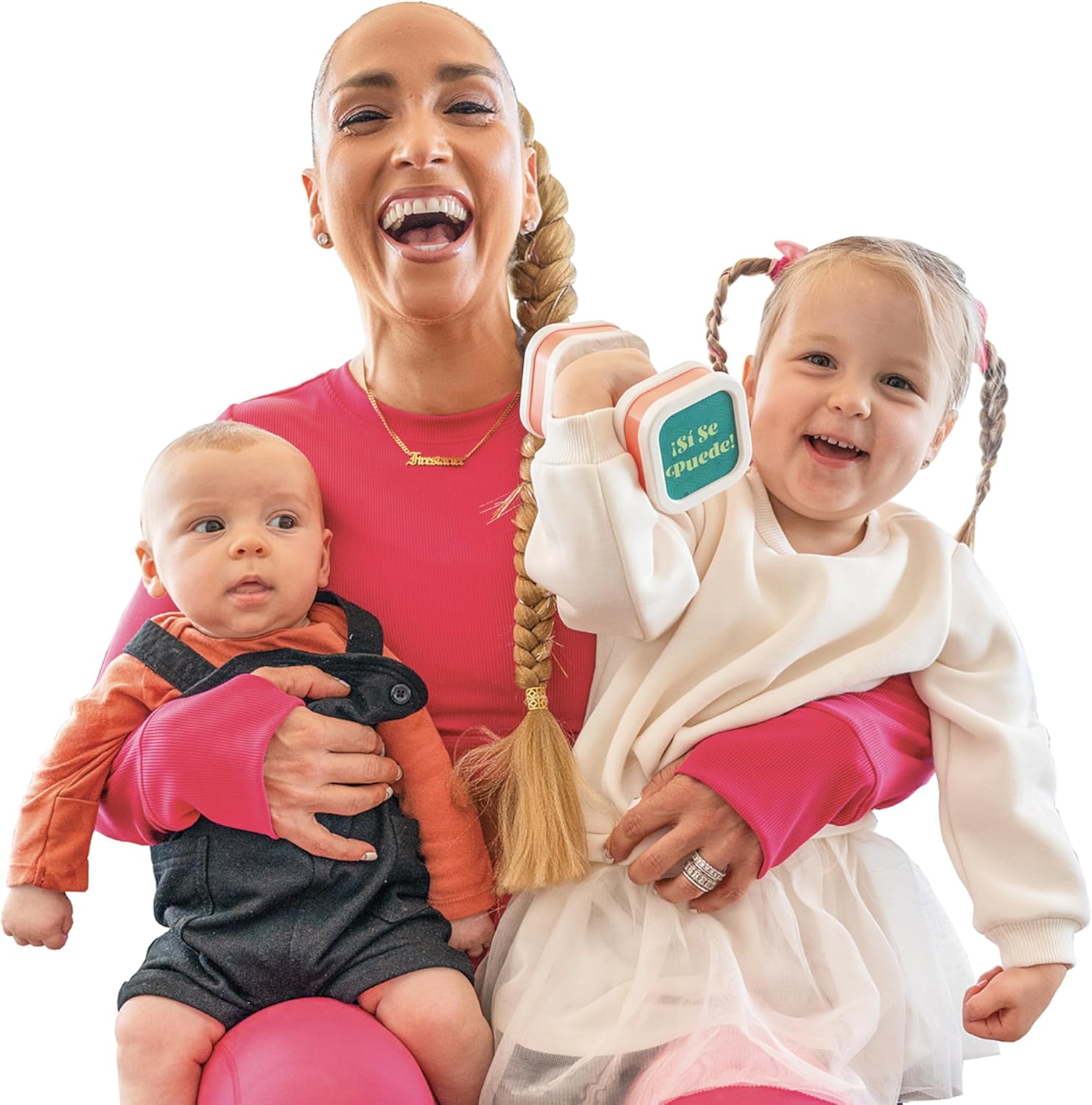 BEBÉ Fuerte Baby Workout Toys by Robin Arzon - Count & Groove Bouncy Barbell - Baby Play Gym Toys with Lights and Sounds - Counts and Sings in English and Spanish - Baby Toys Ages 9 Months and Up