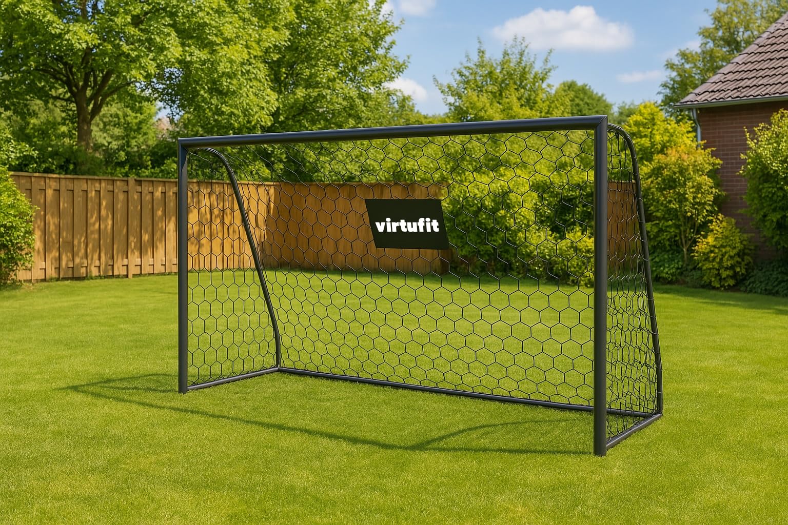 VirtuFit Scopo da calcio premium 300x200x120 cm, gabbia calcio stabile acciaio resistente intemperie rete ancoraggi terra
