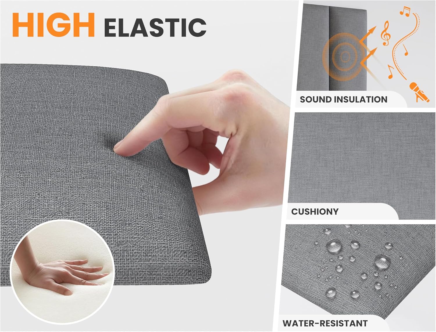 Peel and Stick Upholstered Wall Mounted Headboard Queen Size, 9 Panels Tufted Fabric Headboard,Wall Mounted Headboards, Interior Wall Panels for Bedroom, 10"x24" Dark Grey