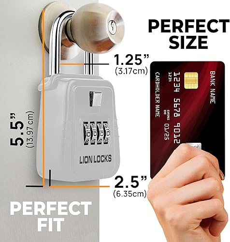 Miniatura 9 de Lion Locks Caja de seguridad de almacenamiento de 1500 llaves, soporte portátil para llaves establece tu propio código, seguro para llaves al aire