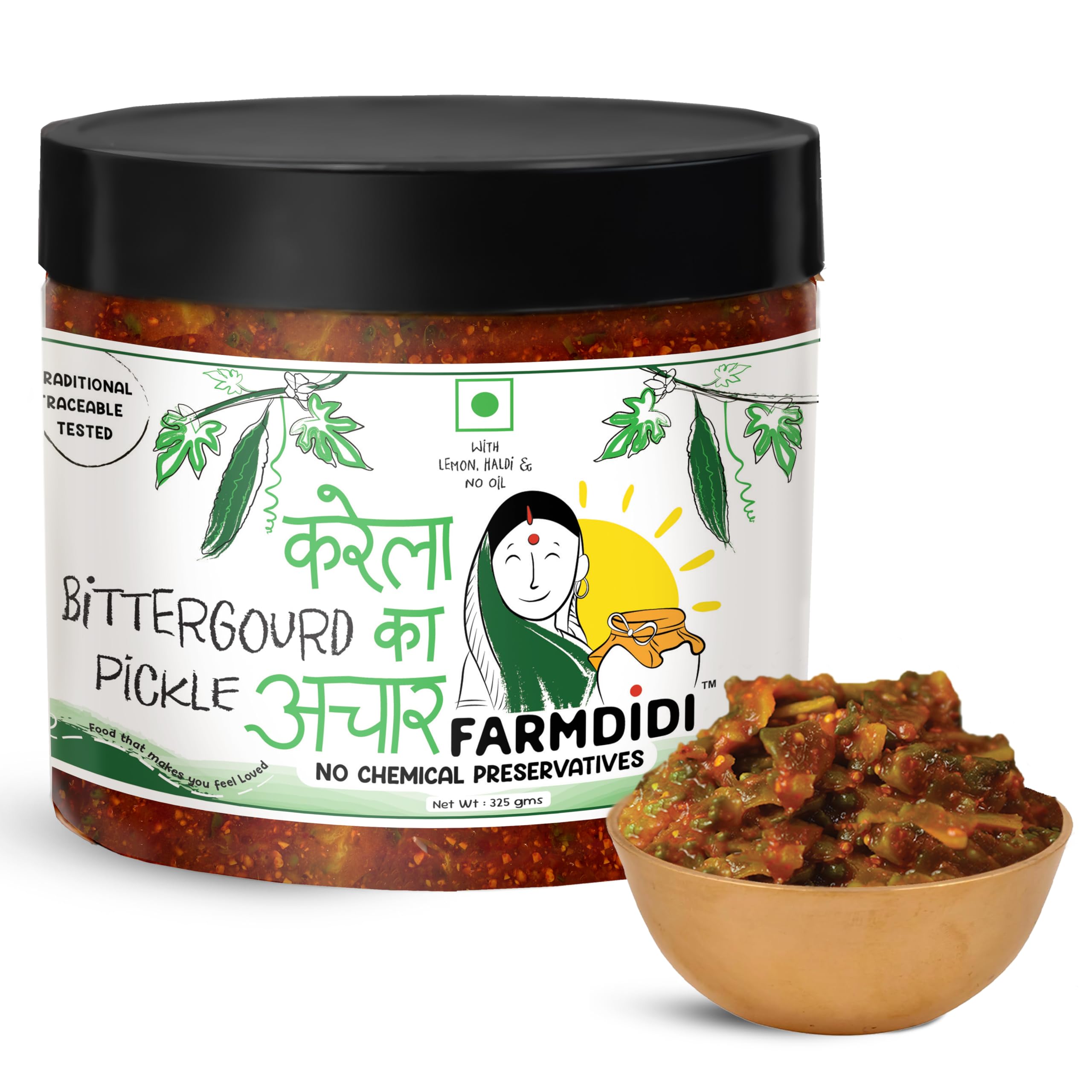 FarmDidi Bitter Gourd Pickle 325g in Fresh | Homemade Karela ka Achaar Without Oil | Sun-Dried Pickle with No Preservatives | Authentic Karele ka Achar Recipe-picture-18