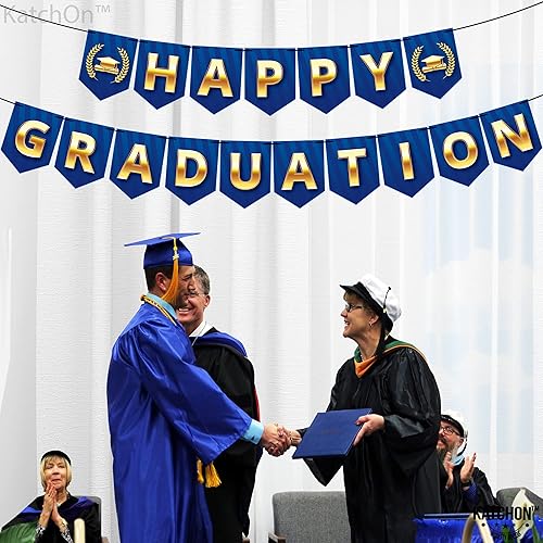 Miniatura 6 de KatchOn, Cartel de graduación 2023  Grande, 10 pies, sin bricolaje  Cartel de graduación azul y dorado, decoraciones de fiesta de graduación de la
