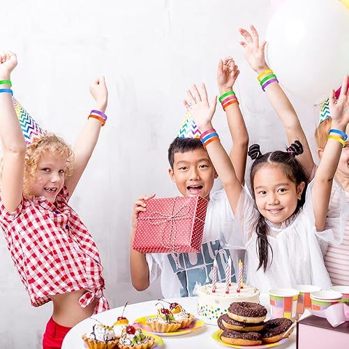 Miniatura 8 de Libima 240 pulseras de la amistad de silicona de neón a granel de color sólido, pulseras de goma en blanco elásticas para el día de San Valentín,