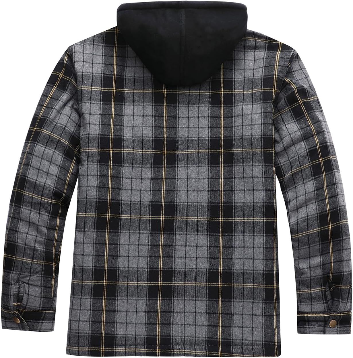 ZENTHACE Men's Thicken Plaid Hooded Flannel Shirt Jacket with Quilted Lined,Zipper&Snap - Image 2