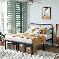 Vista 3 de ZIYOO Cama Queen Fame con cabecero, base de cama de plataforma resistente de 14 pulgadas, no necesita somier, sin ruido, espacio de almacenamiento