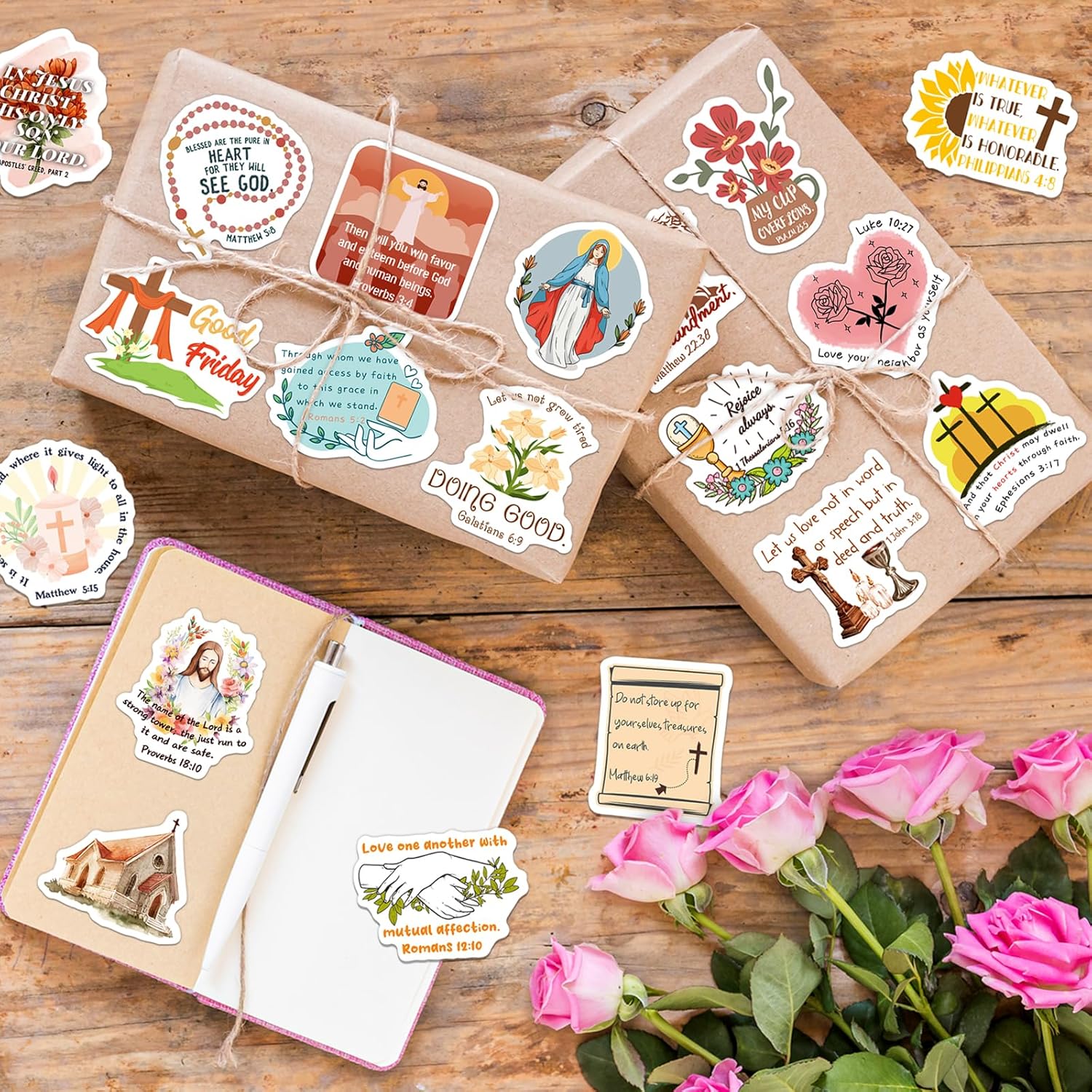 300 PCS Catholic Stickers, Religious Stickers for Water Bottles Laptop Catholic Gifts Supplies for Women Adults Bible Virgin Mary Sacred Heart Sunday Church Jesus - Image 7