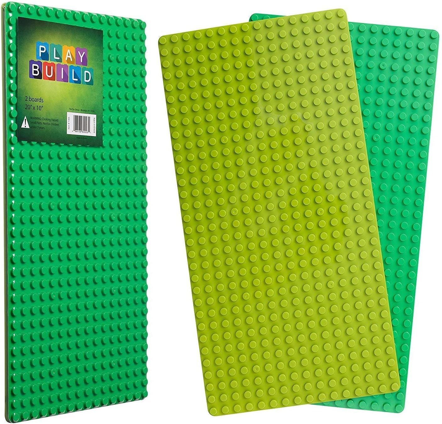 Play Build Baseplate Brick Set - 2 Pieces - 10 x 20 Inch Base Plates - Compatible with LEGO DUPLO (This Brand is not associated with Lego Duplo) Recommended Ages 3+