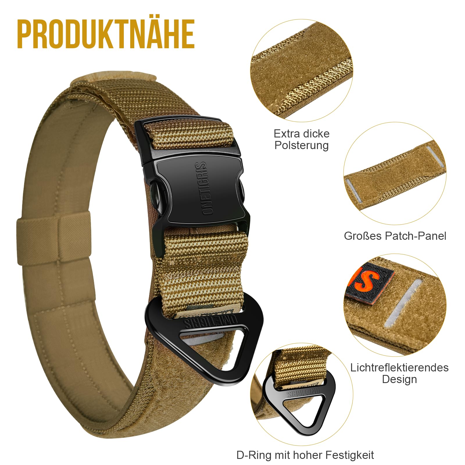 OneTigris Collares Tácticos Para Perros, Collar Para Perro Con Asa