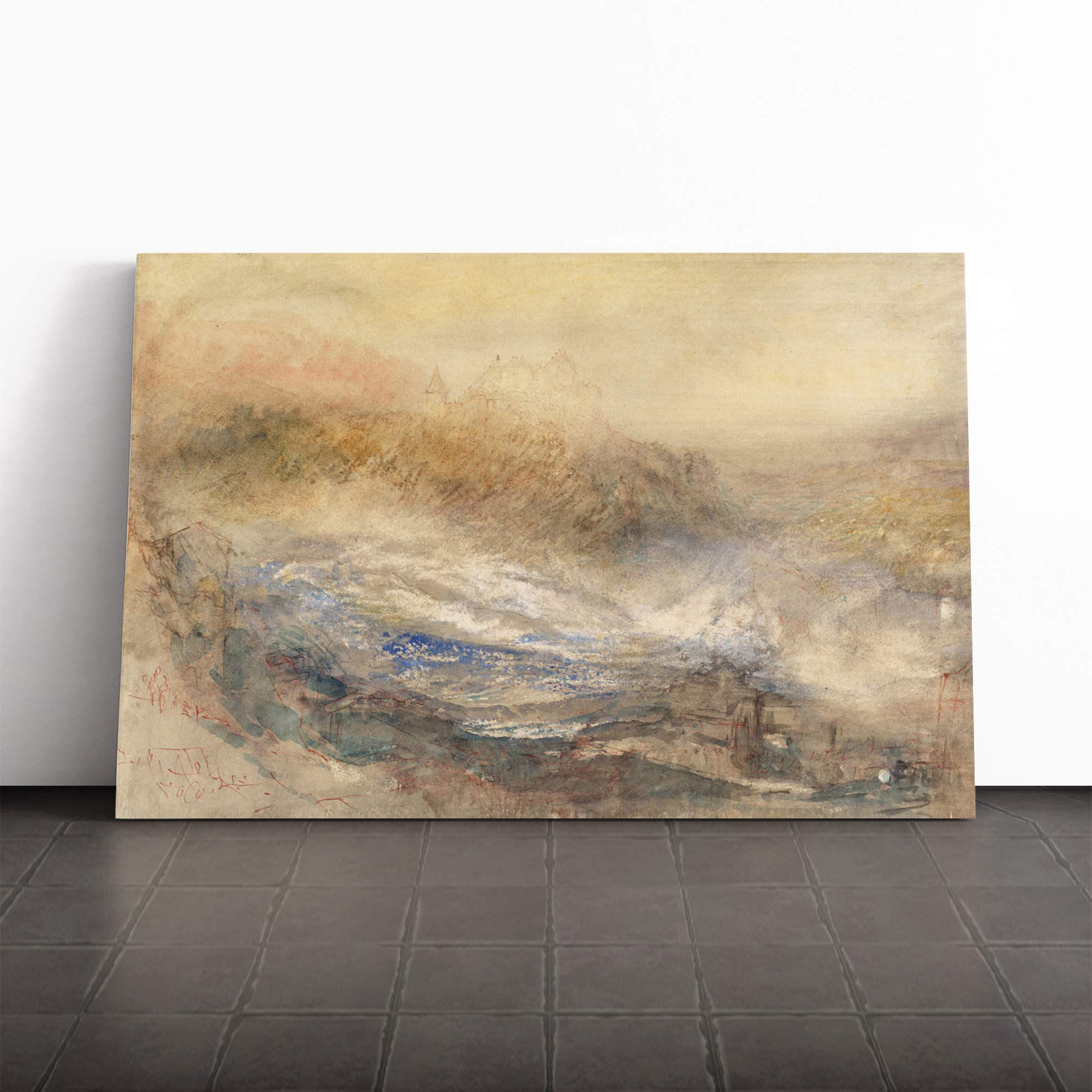 Joseph Mallord William Turner Watercolour (1) Canvas Print | Gallery Wrapped 30mm Frame Wall Art | 24x16 inches | Ready to Hang | Contemporary Picture | Living Room Bedroom Lounge Office