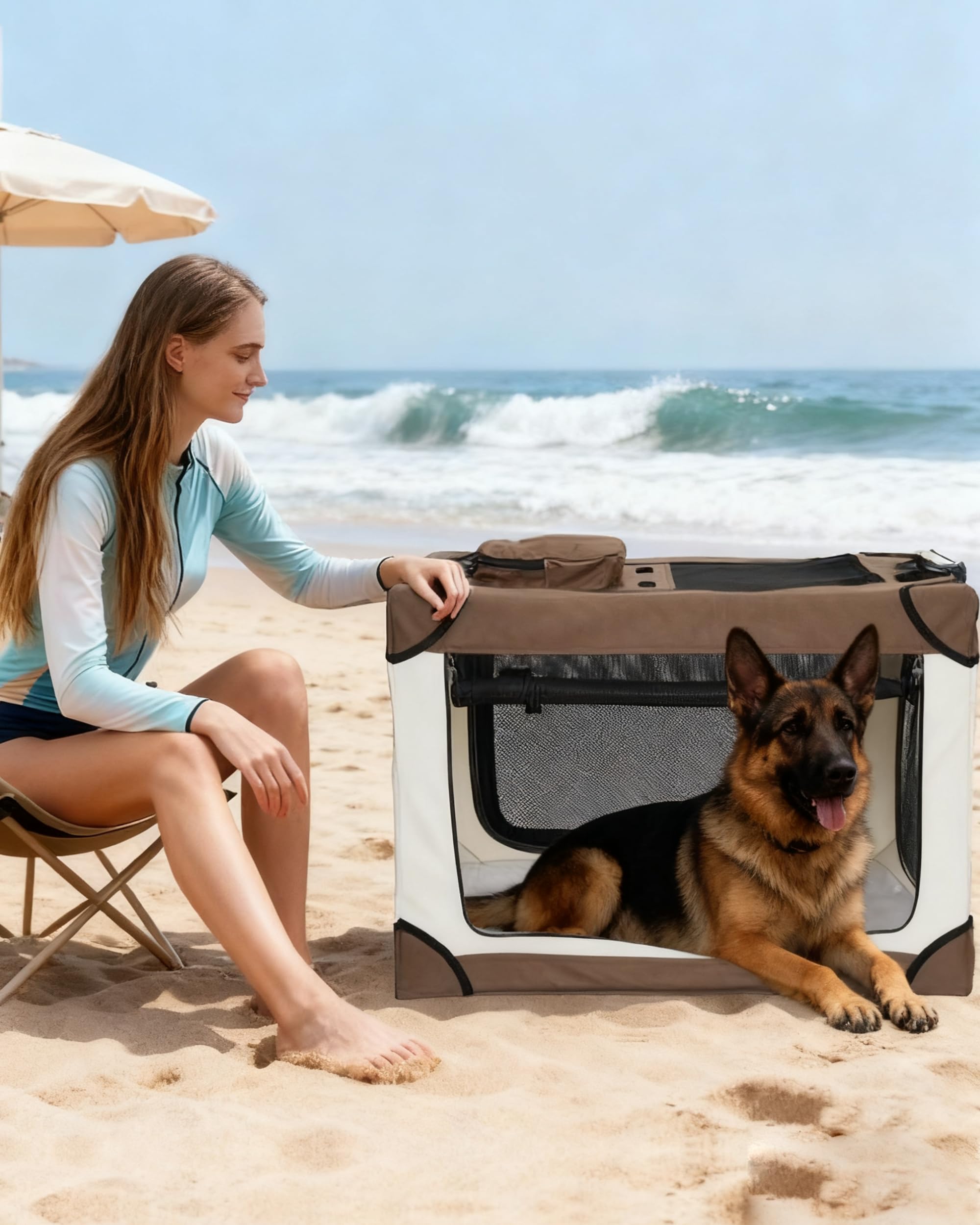 Snapklik.com : Soft Collapsible Dog Crate - 42 Inch Portable Dog Travel ...