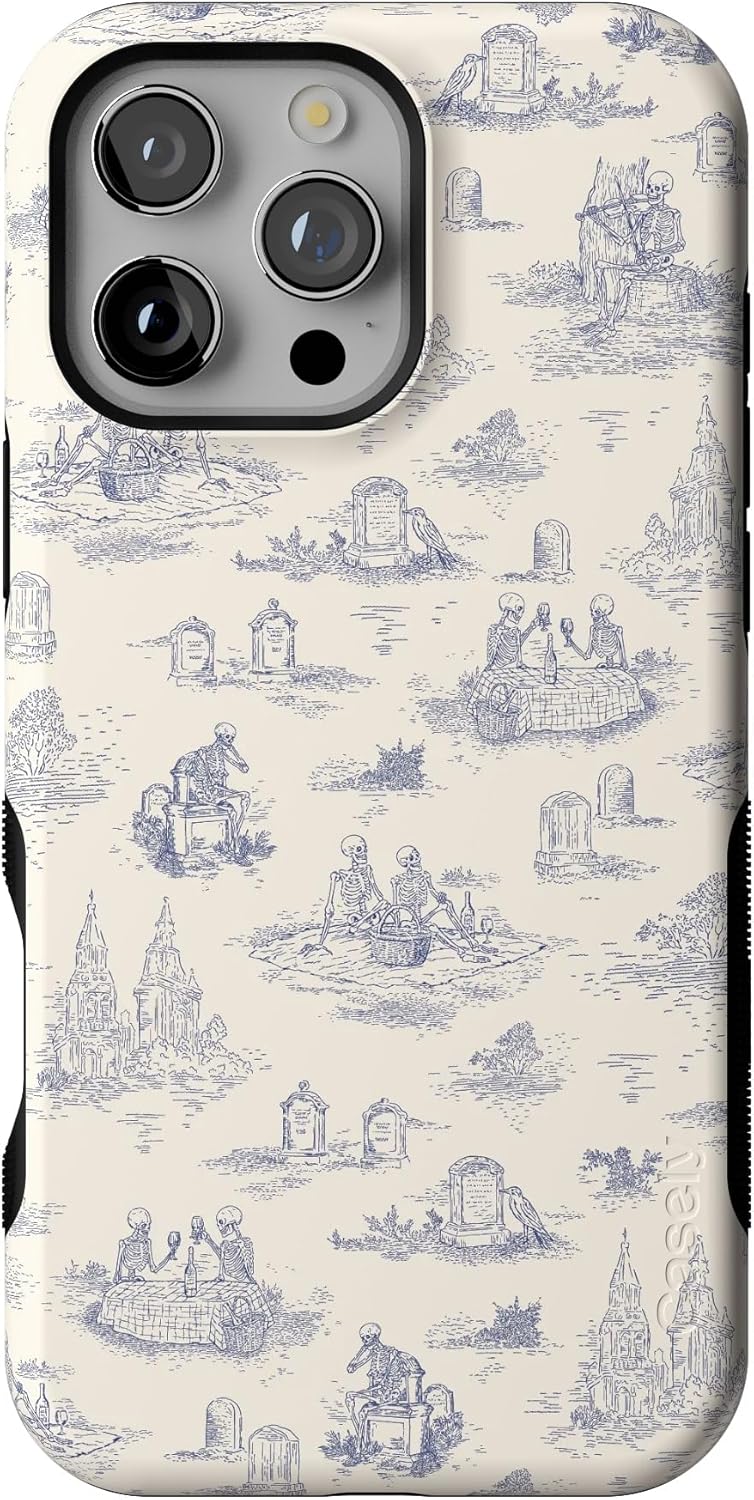 Casely iPhone 16 Pro Case | Graveyard Gathering | Skeleton Picnic | Compatible with MagSafe | Bold Protective Design