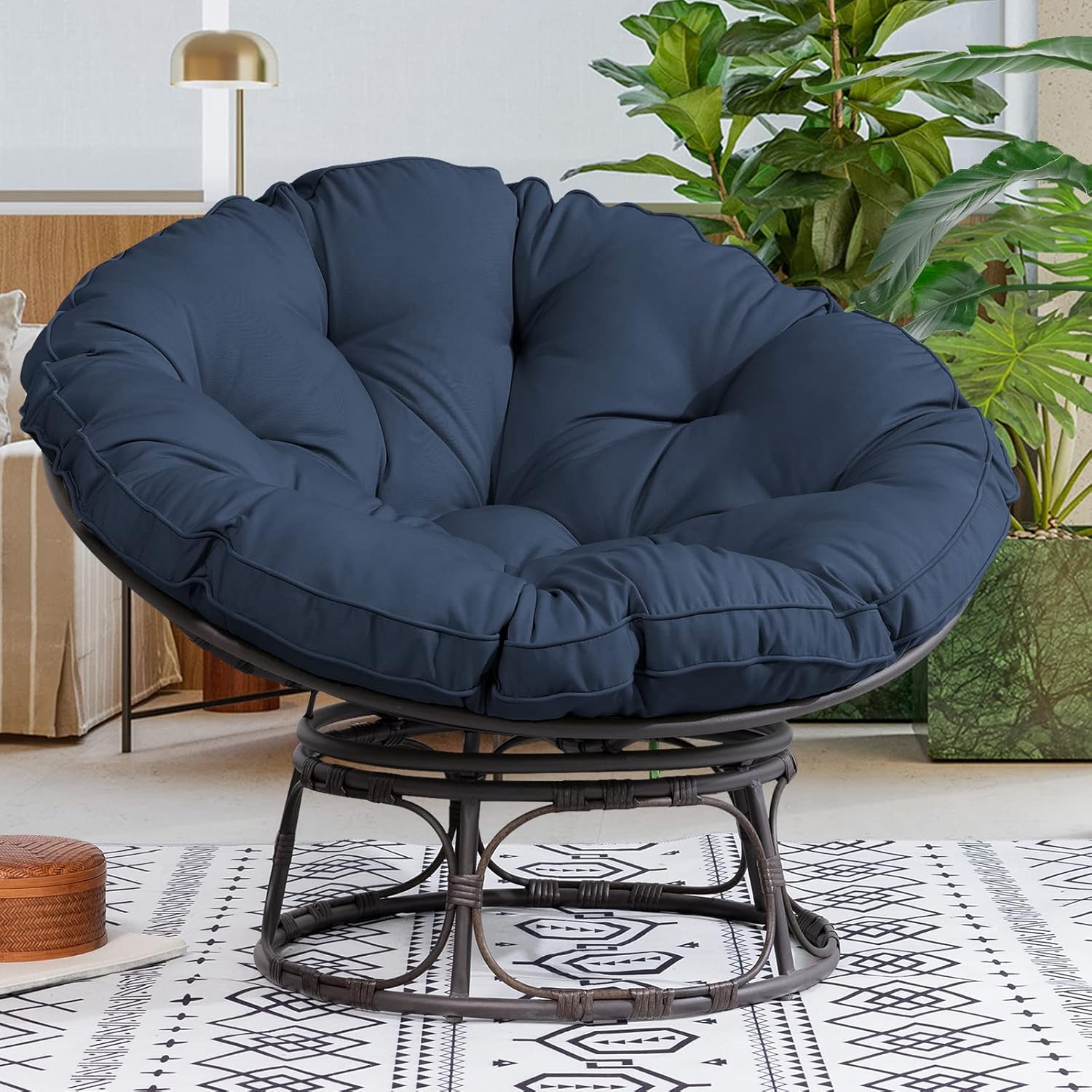 MeetLeisure 46'' Large Size Papasan Chair with Cushion and