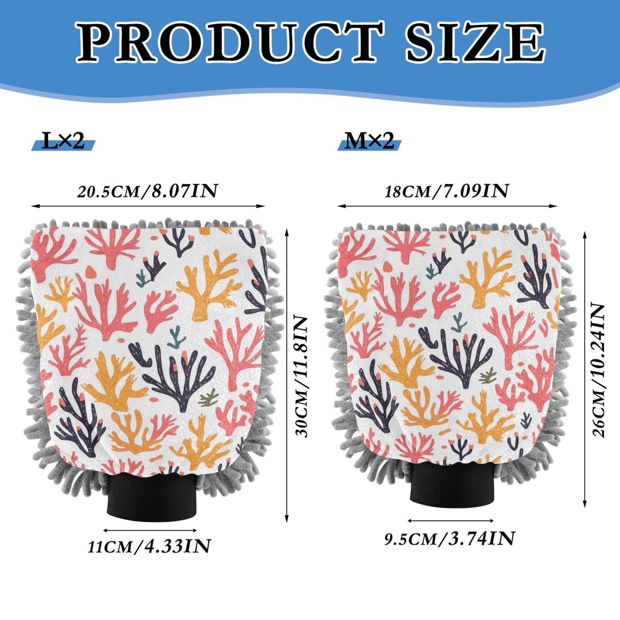 Cute Cartoon Corals Microfiber Car Wash Mitt 2 Pack Cars Washing Mitts Scratch-Free Clean Sponges for Auto Cleaning
