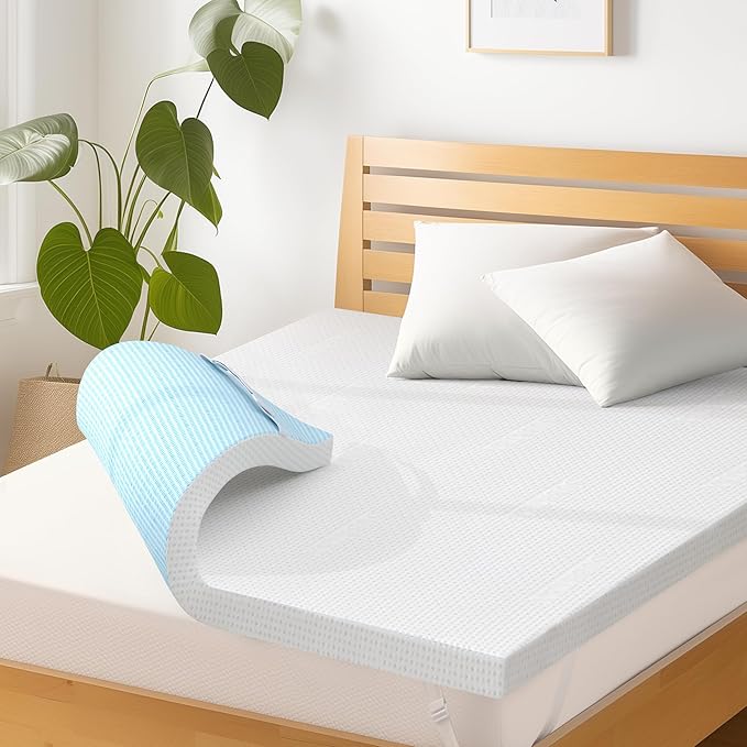 Subrtex 3 Inch Gel-Infused Memory Foam Mattress Topper High Density Breathable Bed Topper Rayon Made from Bamboo Cover CertiPUR-US Certified (Twin)