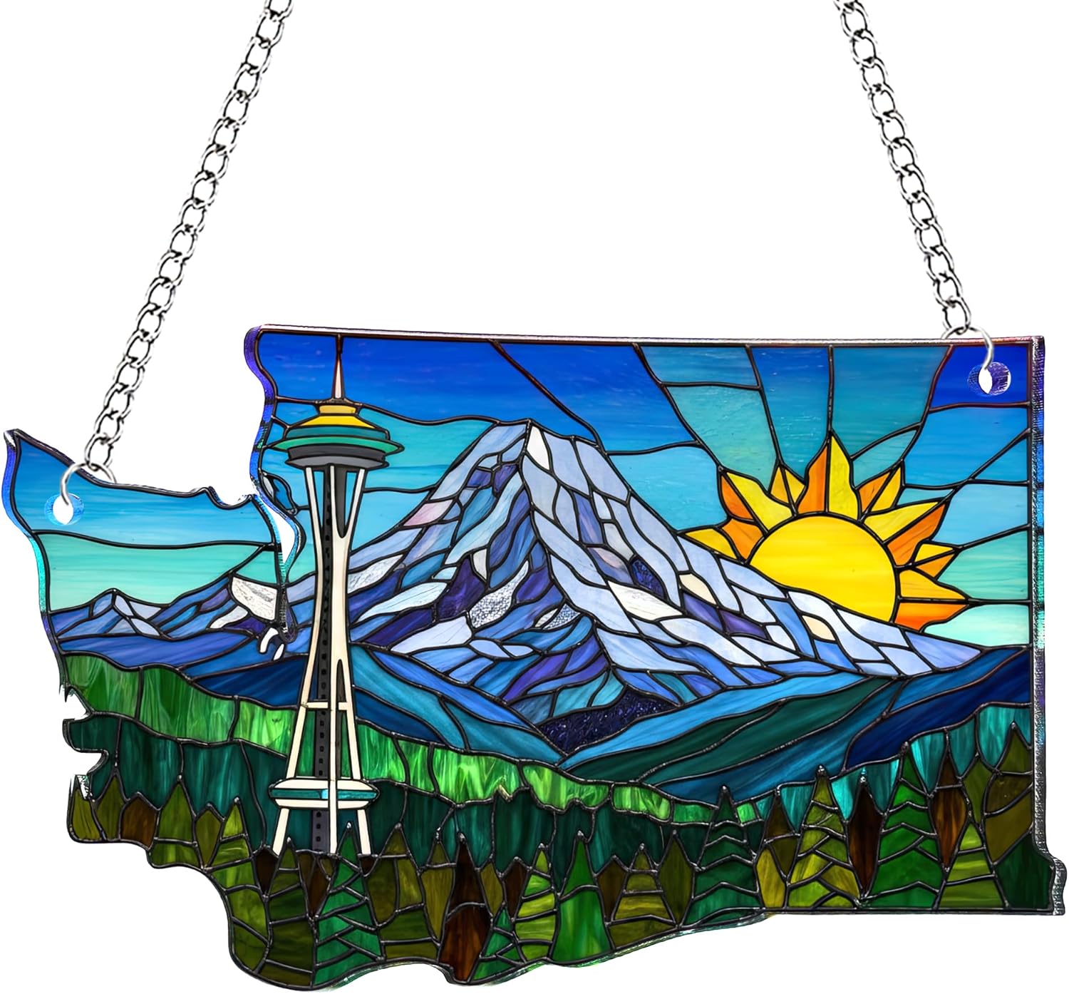 Acrylic Washington Suncatcher Ornaments for Christmas Tree - United States Gifts for Women, Travel Lovers Gift, Christmas Ornament for Tree Decorations, Washington Gifts for Women
