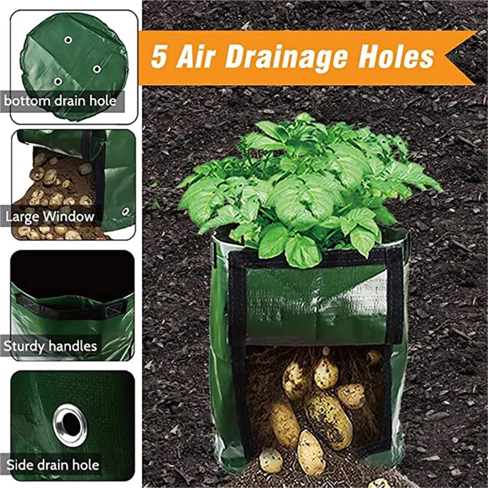 Stofftopf Verdickter Kartoffel-Wachstumsbeutel | For Garten 1/3/5/7/10/12Gal(Orange,35x50cm 12 gallons)