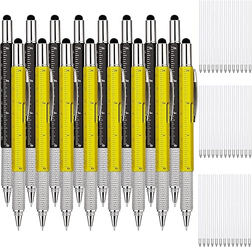 16 piezas de bolígrafo de regalo 6 en 1 multiherramienta tecnológica con regla, medidor de nivel, bolígrafo y repuestos de bolígrafo, regalos