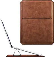Fintie Capa para MacBook Air 13,6 M2 A2681 / MacBook Pro 14 A2442 / MacBook Pro 13 M2 (2016-2022) / MacBook Air 13,3 M1 (2018-2022) - Capa fina de couro PU premium com recurso de suporte, marrom
