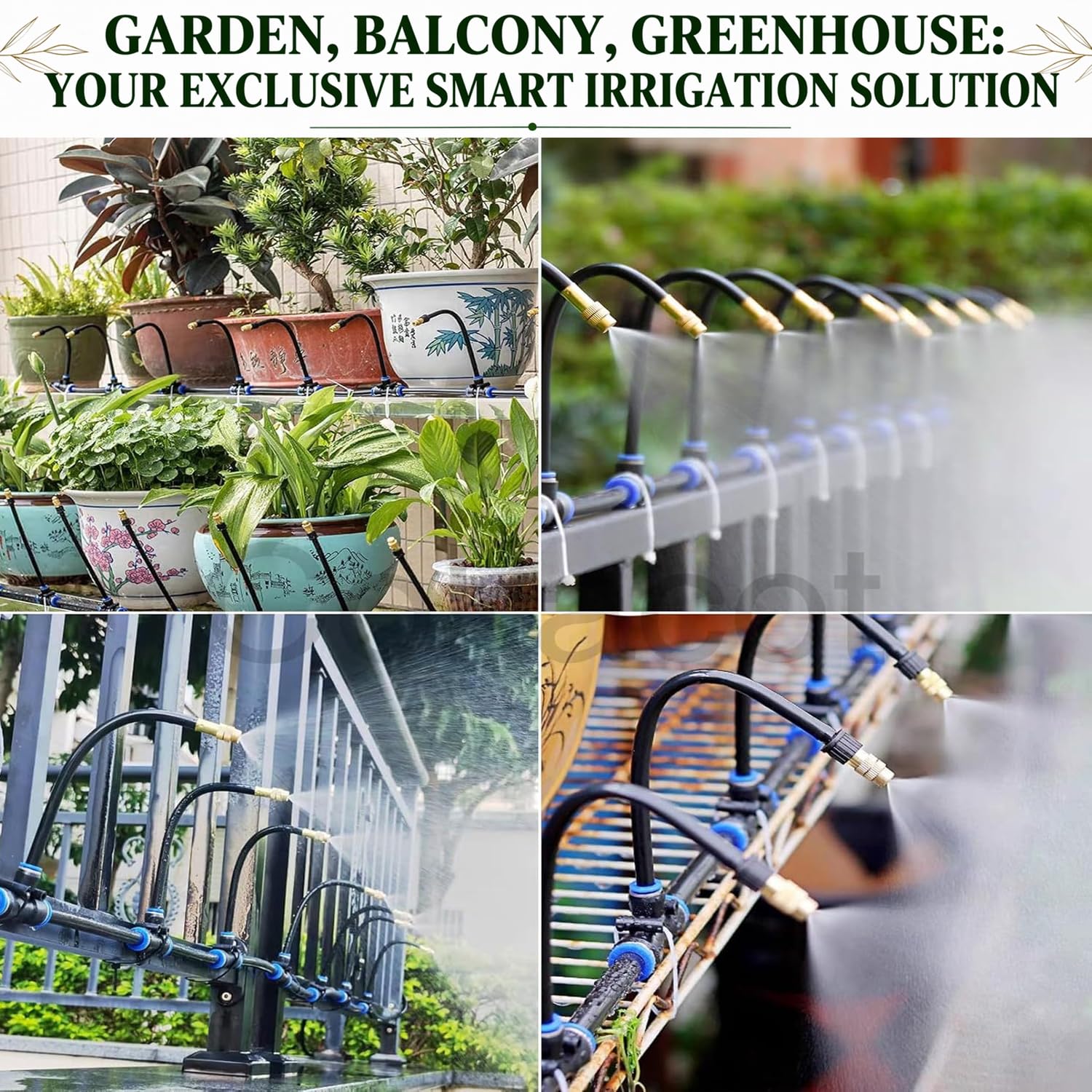 Bewässerungssystem Garten, 360° Einstellbar Gartenbewässerung, 20M Bewässerungsschlauch Kit mit 20 Stück Einstellbare Düse für Balkon, Pflanzen, Landschaft, Gewächshaus, Terrasse, Urlaub