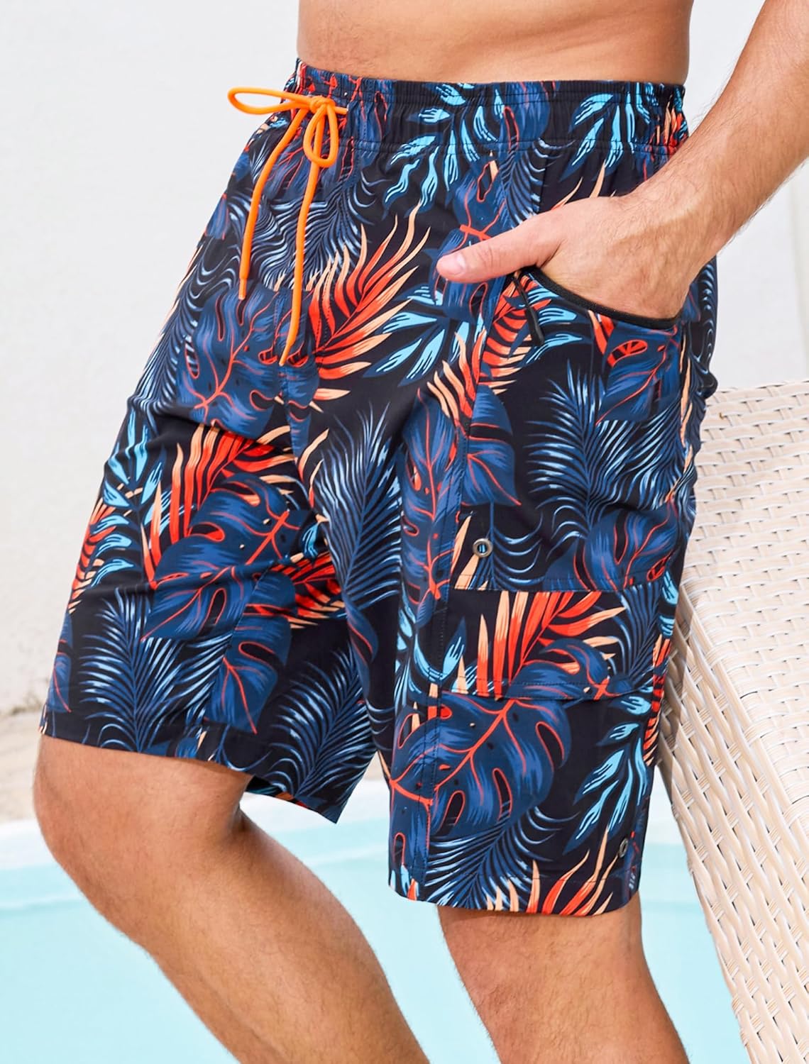 SILKWORLD Mens Swim Trunks with Compression Liner Quick Dry Bathing Suit 9" Swimming Beach Shorts with Zipper Pockets - Image 3