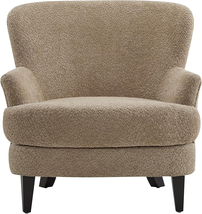 Sillón Acogedor con Otomano Tapizado Tela Bouclé Marrón miniatura 5