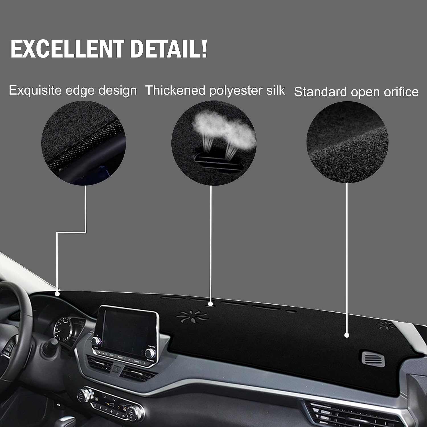 for Hyundai Sonata 2015 2016 2017 2018 2019 Dashboard Cover Center Console Cover Dash Mat Carpet Protector Sunshield Cover Custom Fit, Black Trim