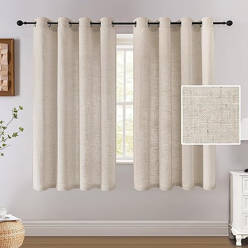 Miniatura 10 de H.VERSAILTEX Cortinas de Lino de 84 Pulgadas de Largo para Sala de Estar, Juego de 2 Paneles, Neutral, Moderno Estilo Casa de Campo, Privacidad de