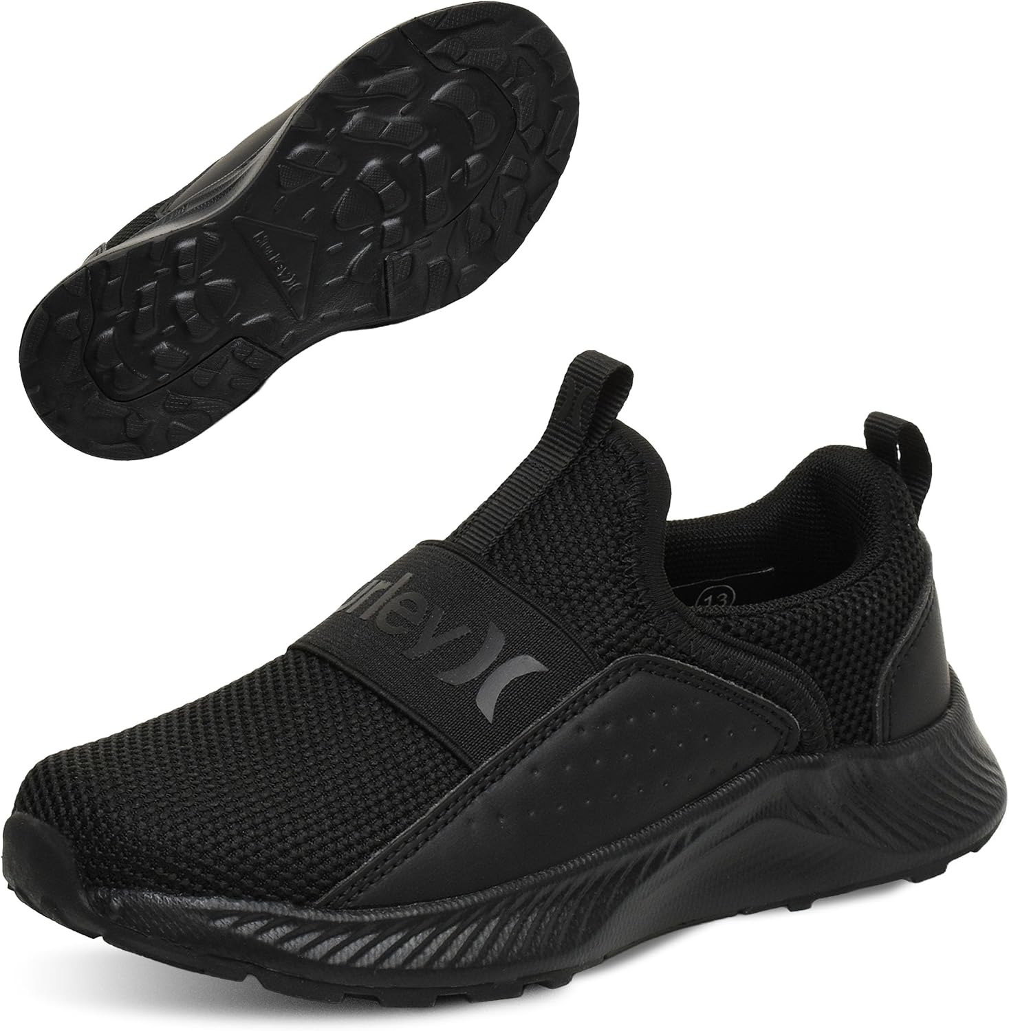 Hurley Kids’ Cameron Slip-On Sneakers – Boys & Girls Lightweight Athletic Shoes with Elastic Band, Breathable Mesh Upper & Cushioned Insole – Easy On/Off Running Shoe for School & Play