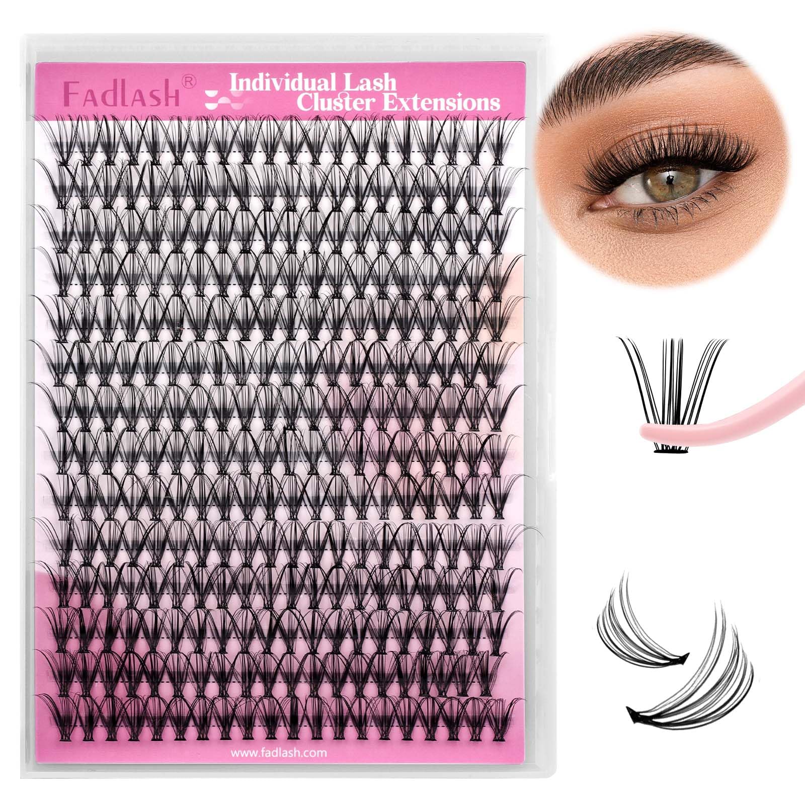 Individual Lashes Large Tray D Curl Lash Clusters 10D 20D 30D 40D Individual Lash Extensions Cluster Lashes Lash Extension Supplies Eyelash Clusters (