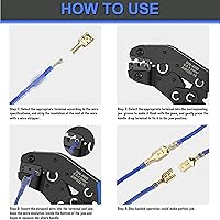 Vista 6 de Wire Terminal Crimping Tool Kit, Qibaok Ratcheting Wire Crimper AWG 22-16(0.5-1.5mm²) with 500PCS Female Male Spade Connectors & Bullet Connectors