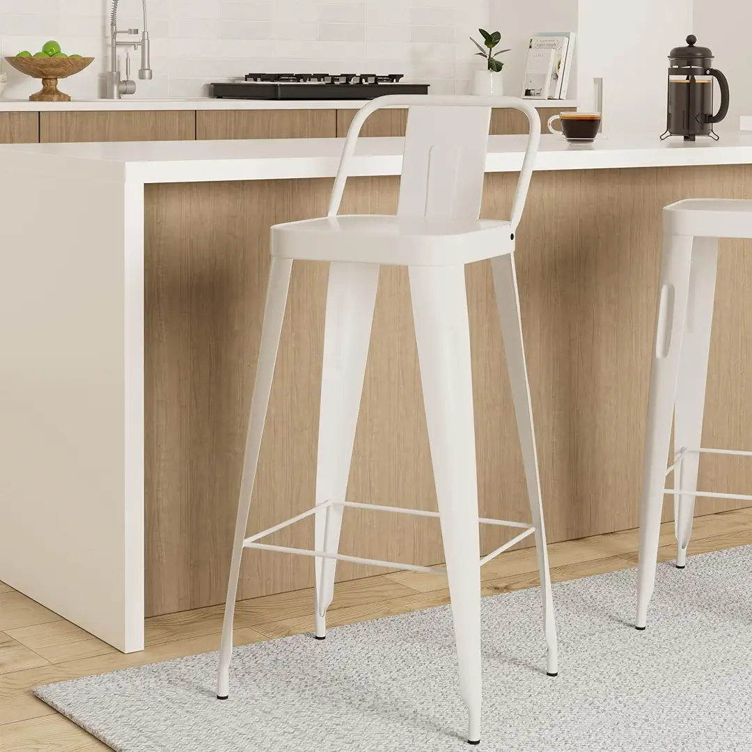Amazon Brand - Solimo Iron Bar Stool | 44D x 36W x 99H cms | White