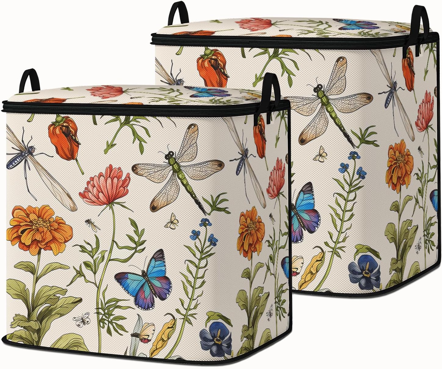 2pcs storage bags for bedding,blanket organizer with zipper 95L | king comforter sheet quilt duvet sweater pillow clothes storage for closet,moving essentials containers with portable handles