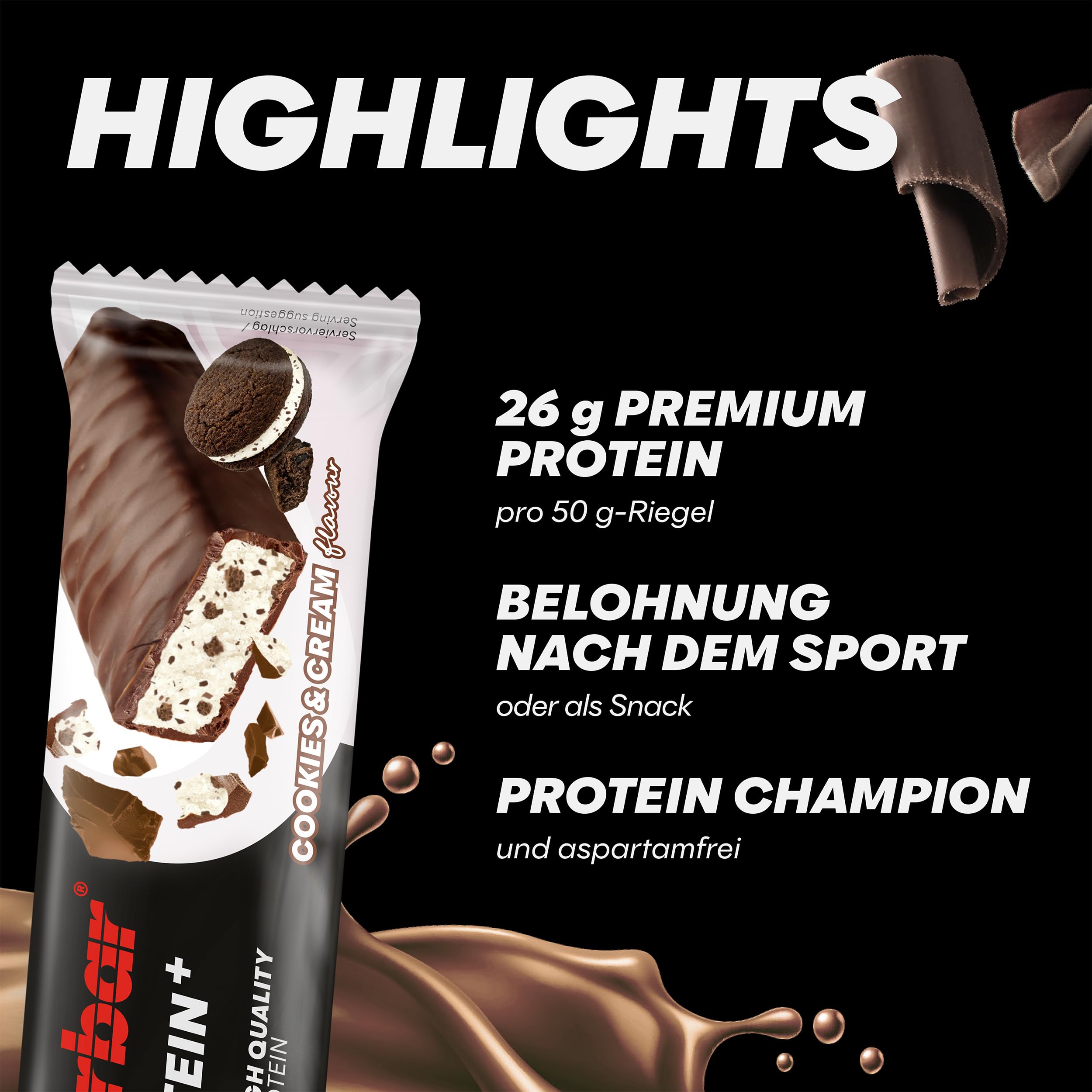 Powerbar - 52% Protein Plus - Cookies&Cream - 20x50g - High Protein Low Sugar Riegel