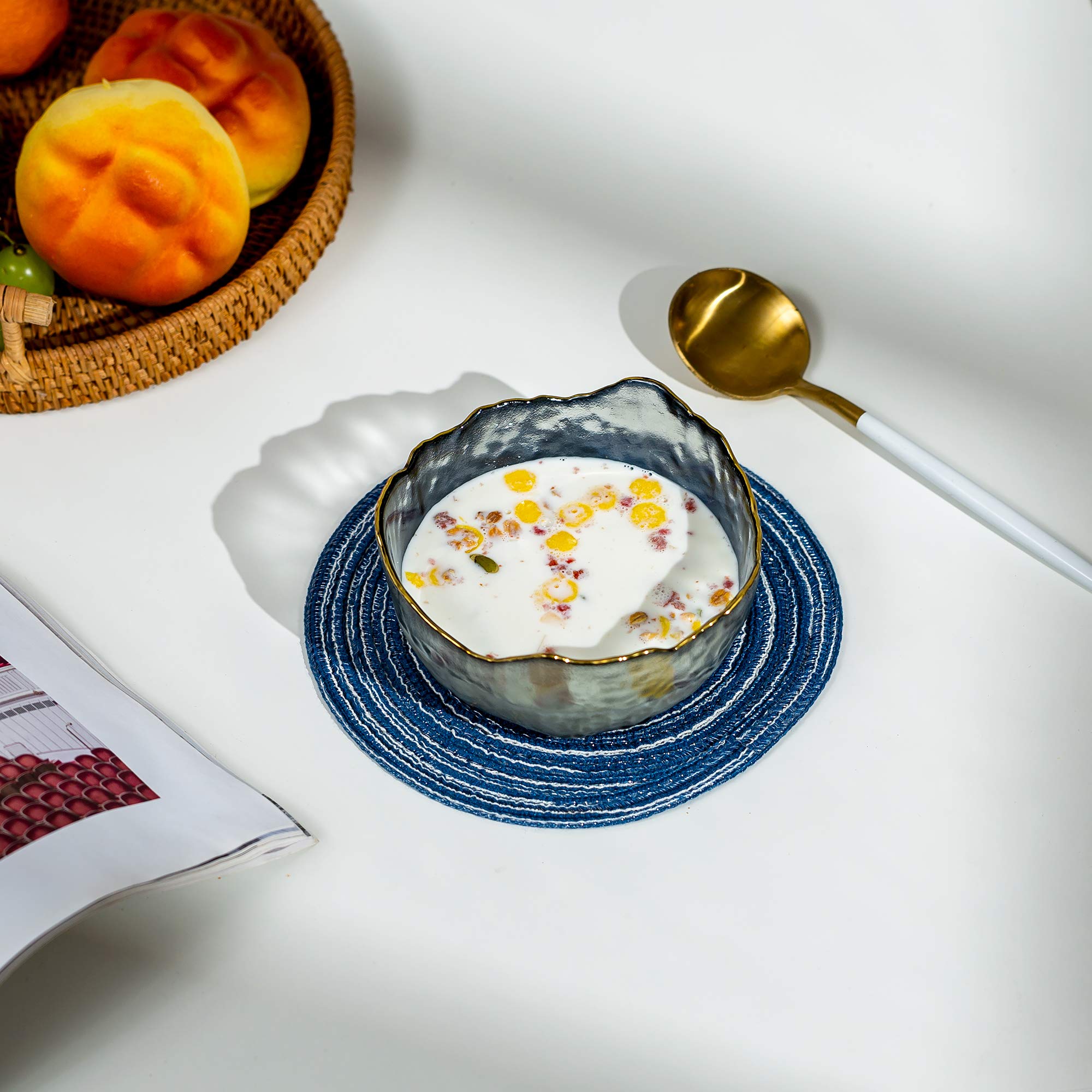 Glasseam Set Da 3 Ciotole In Vetro Set Di 3 Insalatiere Per Affumicare Grigie Fumose Scodella Per Zuppa Profonda Per Zuppa Dessert Da Frutta Pasta Curry Popcorn Cereale Completo Da Impastare