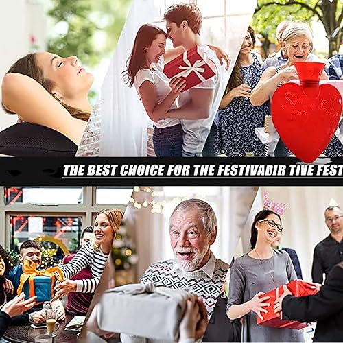 Miniatura 8 de Botella de agua caliente en forma de corazón de 16.9 fl oz con tapa suave, bolsa de agua caliente para aliviar el dolor, calambres, espalda, cuello,