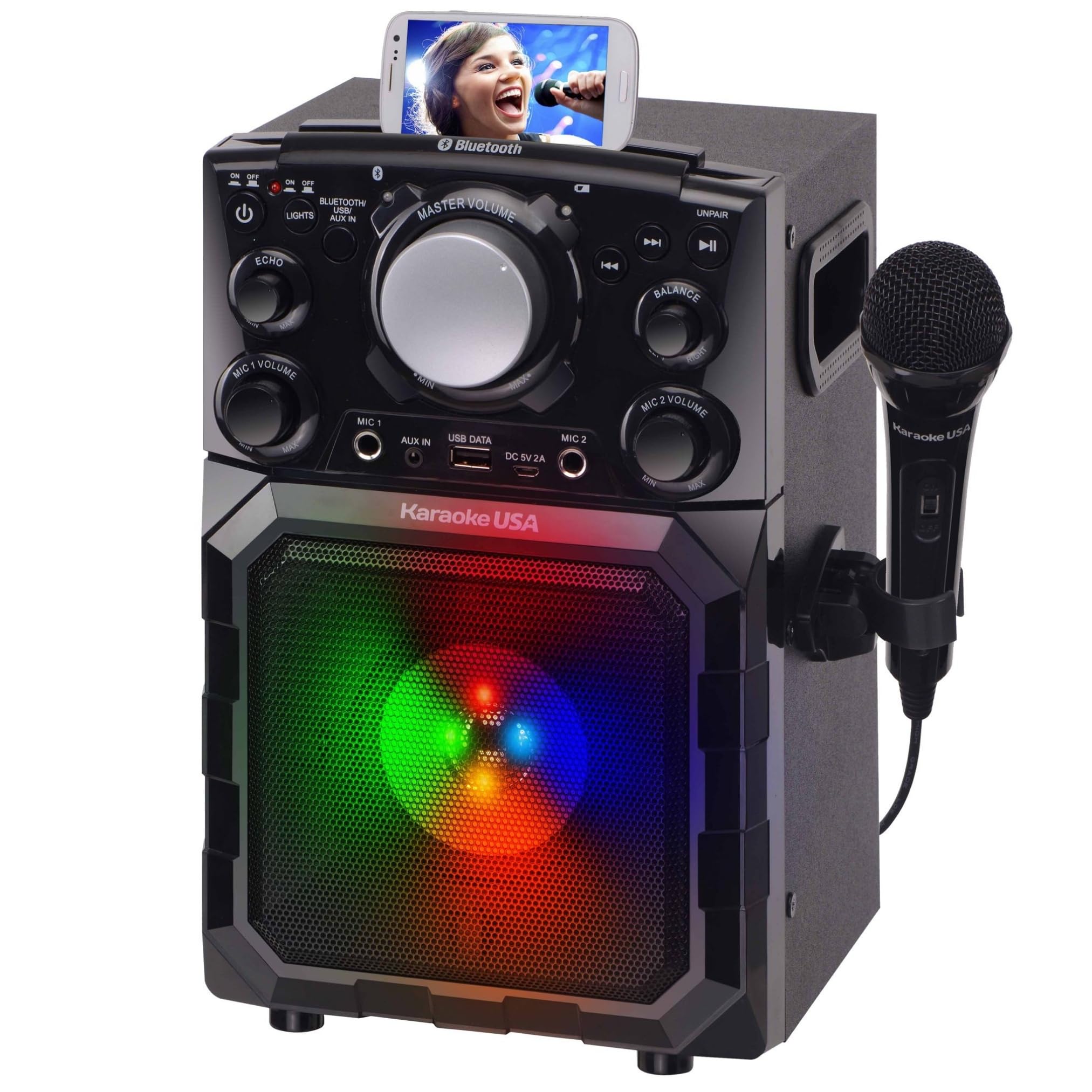 Karaoke USA Portable MP3 Karaoke Player with Bluetooth, PA, and Built-In Battery (GQ410) , Black