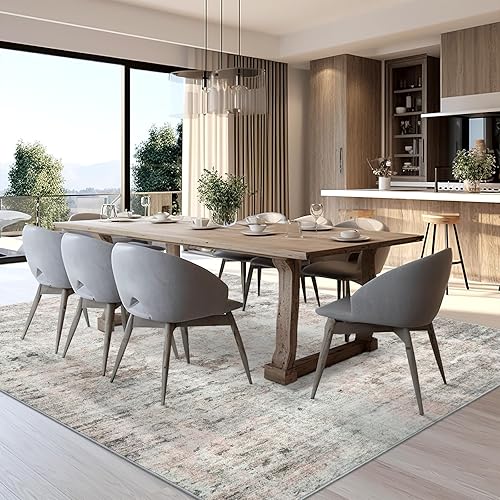 Miniatura 47 de Alfombras de Área de 9x12 para Sala de Estar, Alfombras Vintage Antideslizantes Lavables a Máquina, Alfombra Grande Ligera de Pelo Bajo para