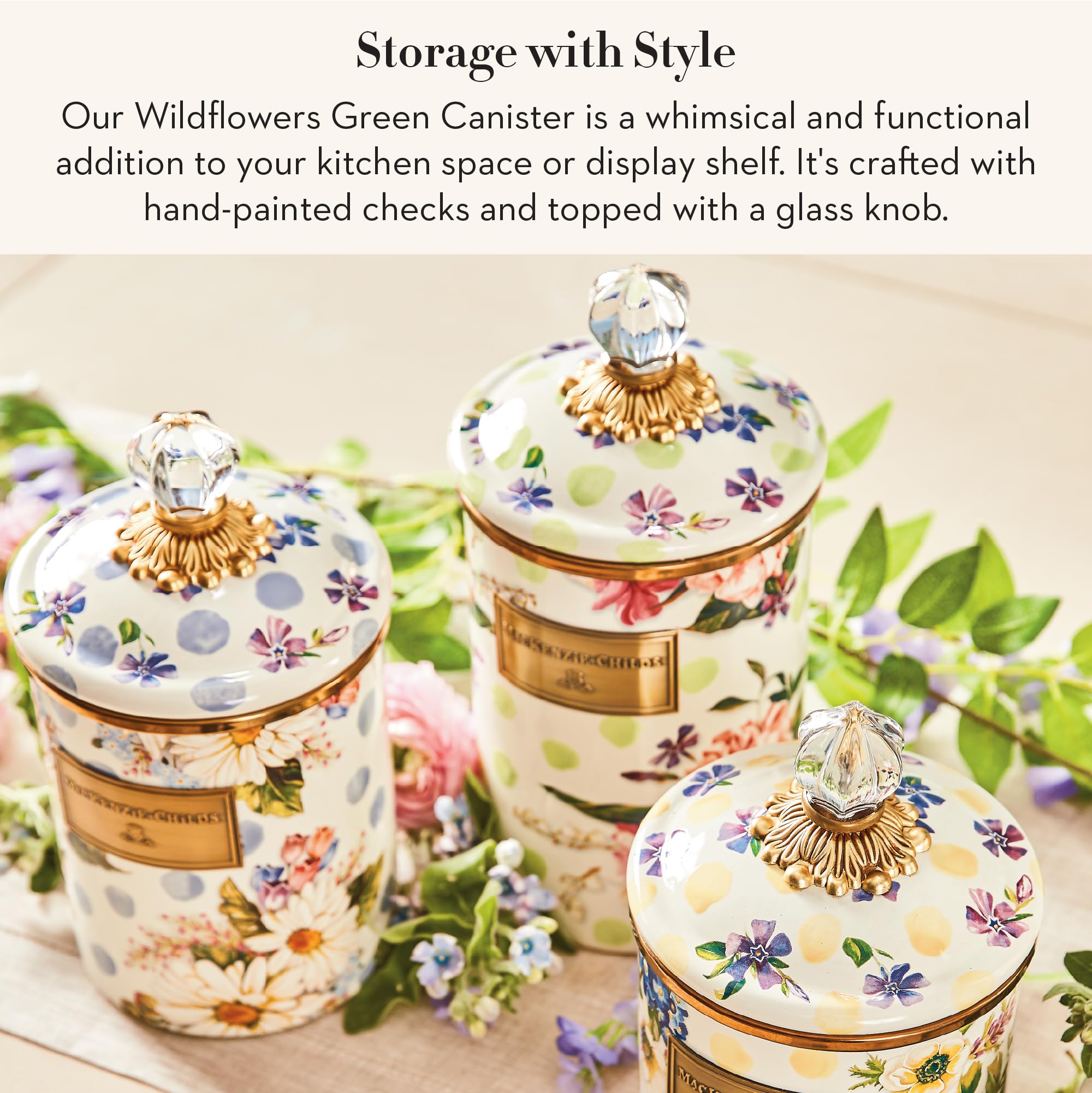 MACKENZIE-CHILDS Wildflowers Enamel Canister, Floral Kitchen