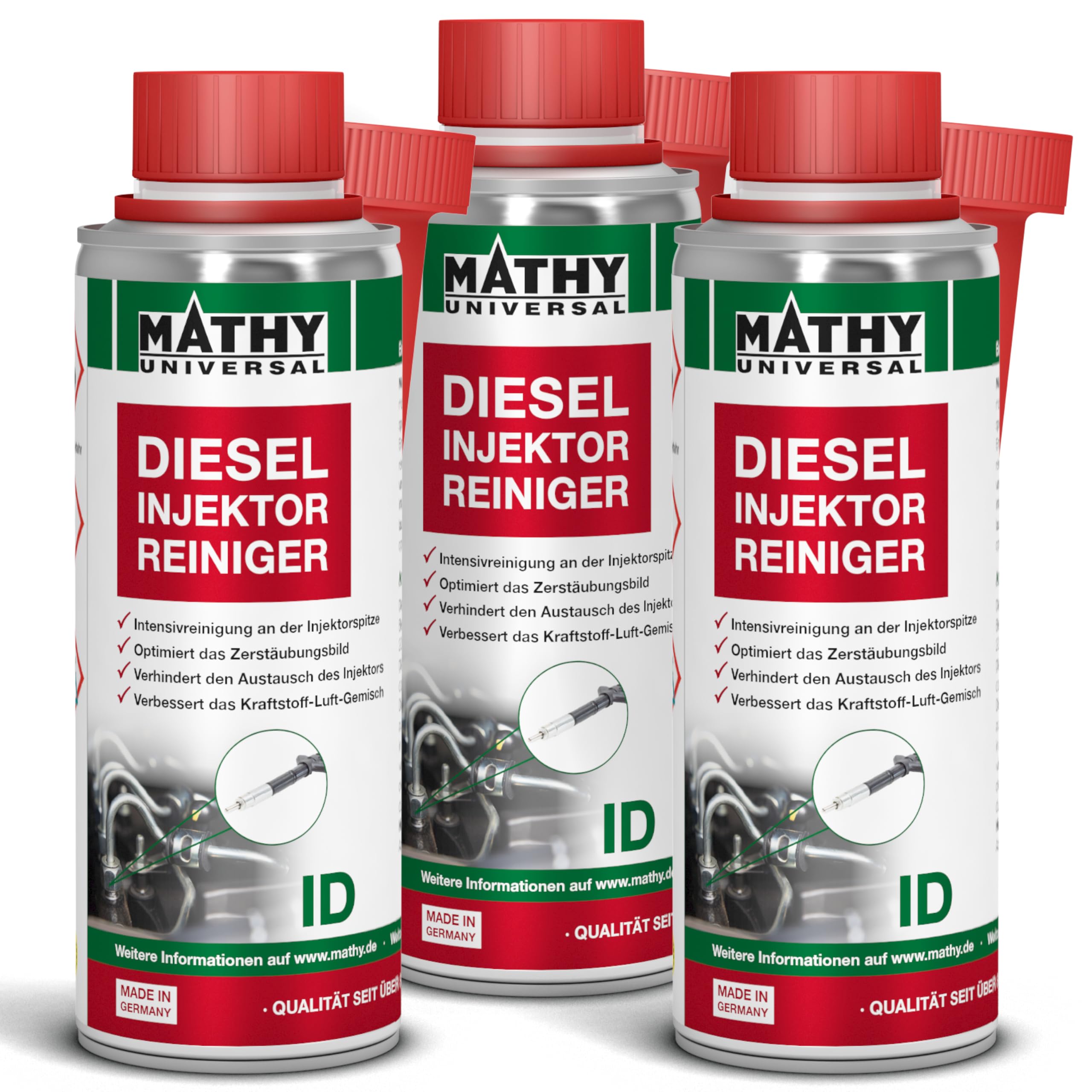 MATHY-ID Injektoren Reiniger Diesel (3 x 200 ml) - hochwirksames Diesel Additiv zur Reinigung der Einspritzdüsen im Dieselmotor - Injektor Reiniger