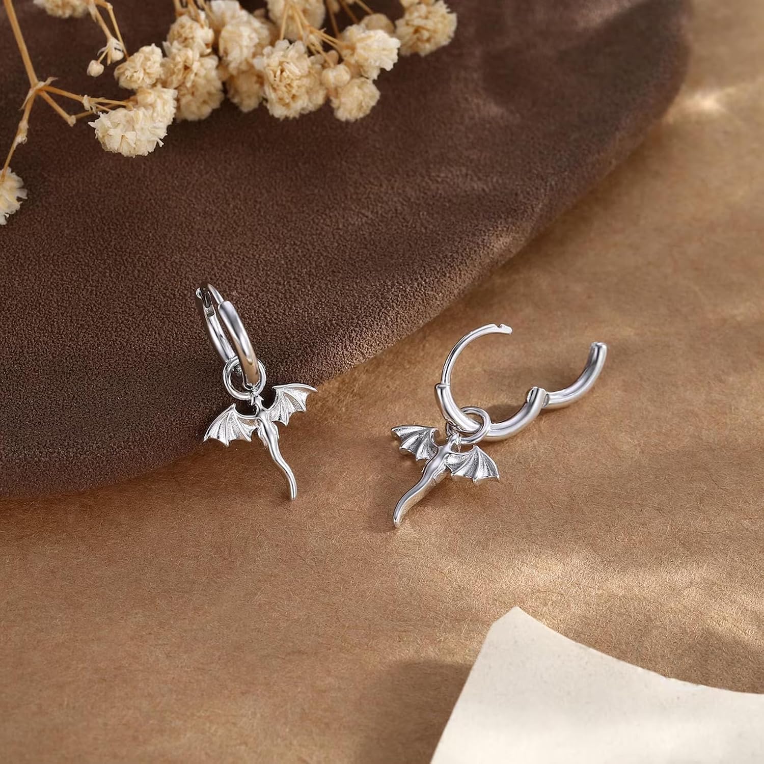 Tiny Dragon Huggie Small Hoop Earrings with Charm, Personalized Dragon 316L Surgical Steel 18k Gold Plated Dagon Drop Dangle Earrings for Women