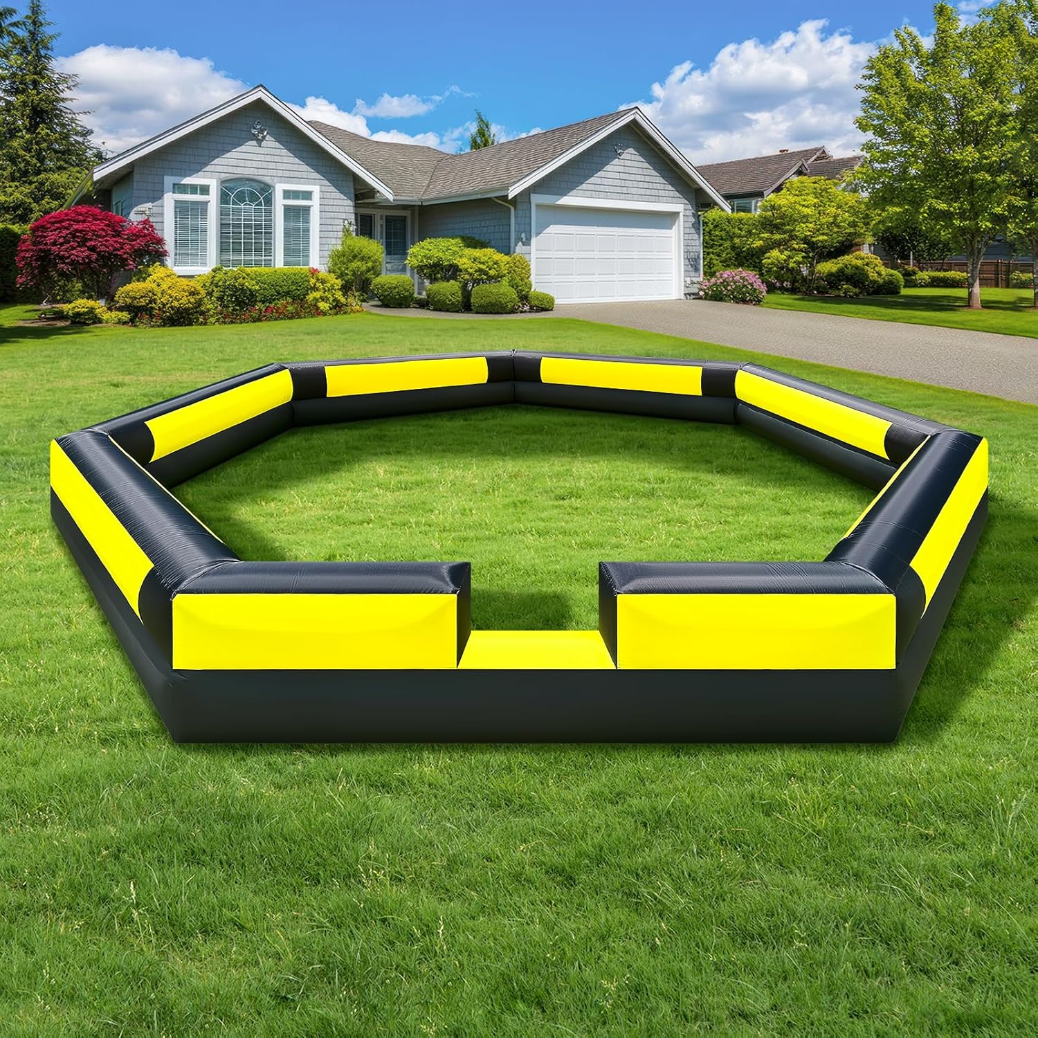 15Ft Gaga Ball Pit Inflatable with Built-in Blower Indoor & Outdoor Portable Gaga Ball Pit Blow Up Gaga Pit Game Court for Backyard, Camp, Family Fun