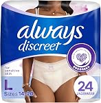 Always Discreet Sensitive, Adult Diapers for Women, Maximum Incontinence Underwear, Size Large, 24 Count