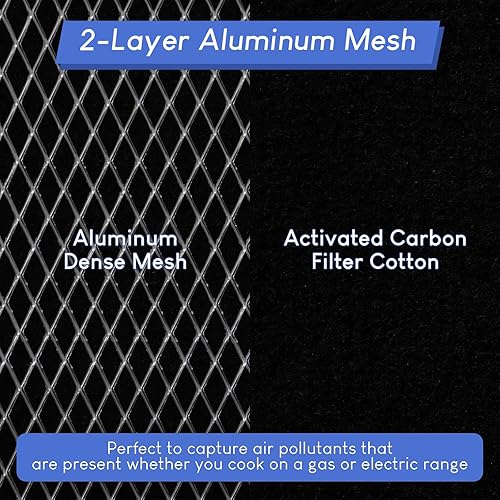 Miniatura 3 de Wadoy Filtro de carbón HPF30 sin conductos de 14.6 x 12.8 x 0.14 pulgadas, paquete de 2 filtros de grasa tipo XC con clips compatibles con filtro de