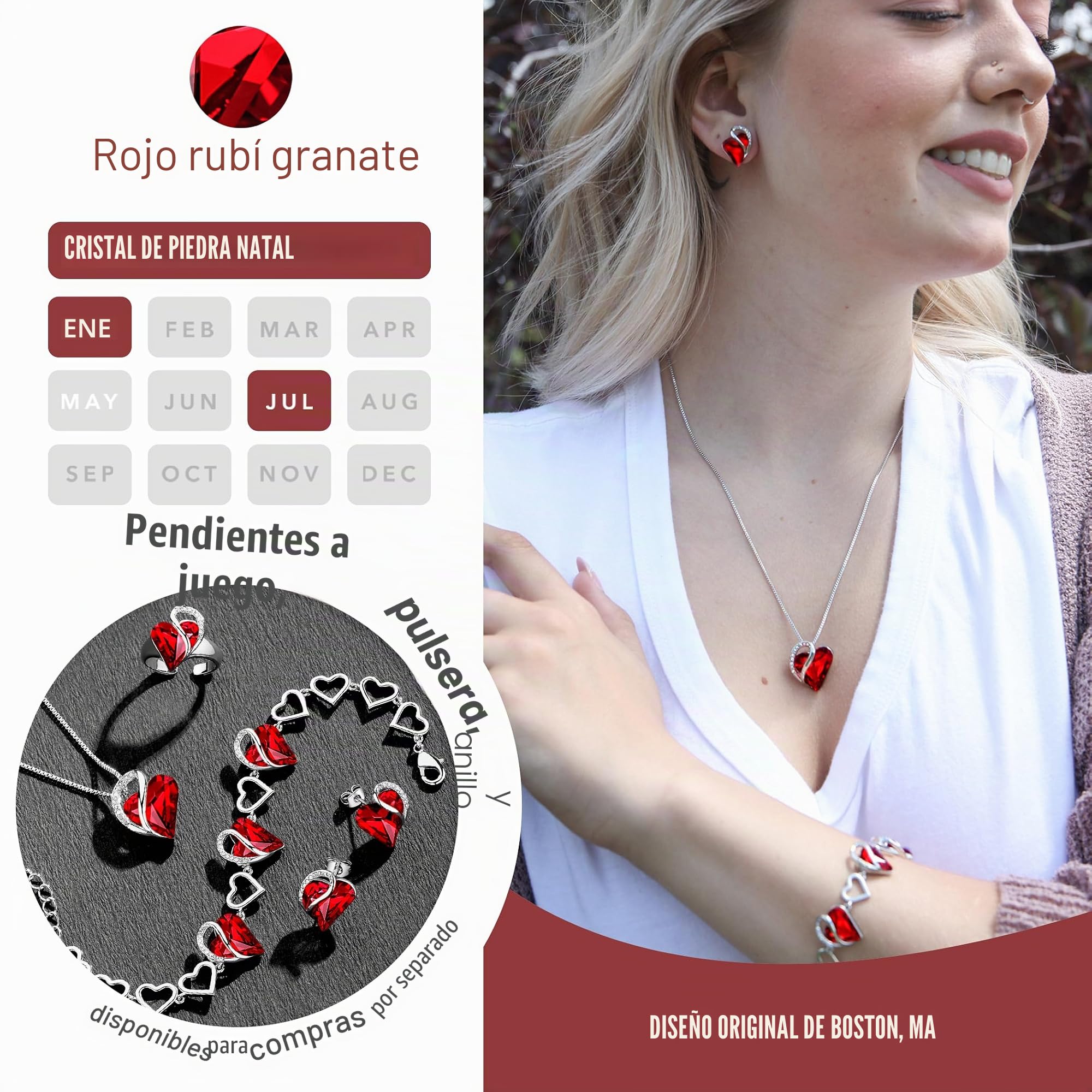Leafael Collar de Mujer con Birthstone de Cristal | Collar Hipoalergénico con Caja de Regalo Incluida
