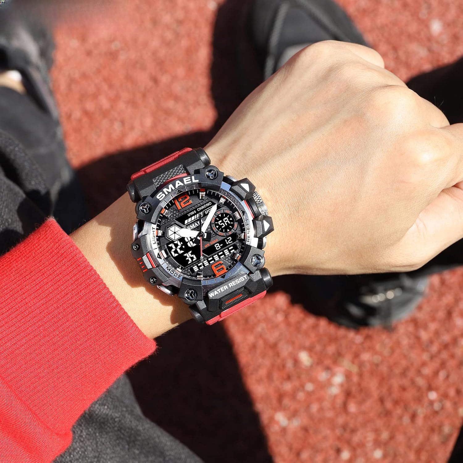 AIMES Mens Watches Sports Outdoor Waterproof Military Watch for Men Tactical Watch Analog Digital Date Alarm Stopwatch Multi-Function Tactics Big Face Wristwatch for Men image 3