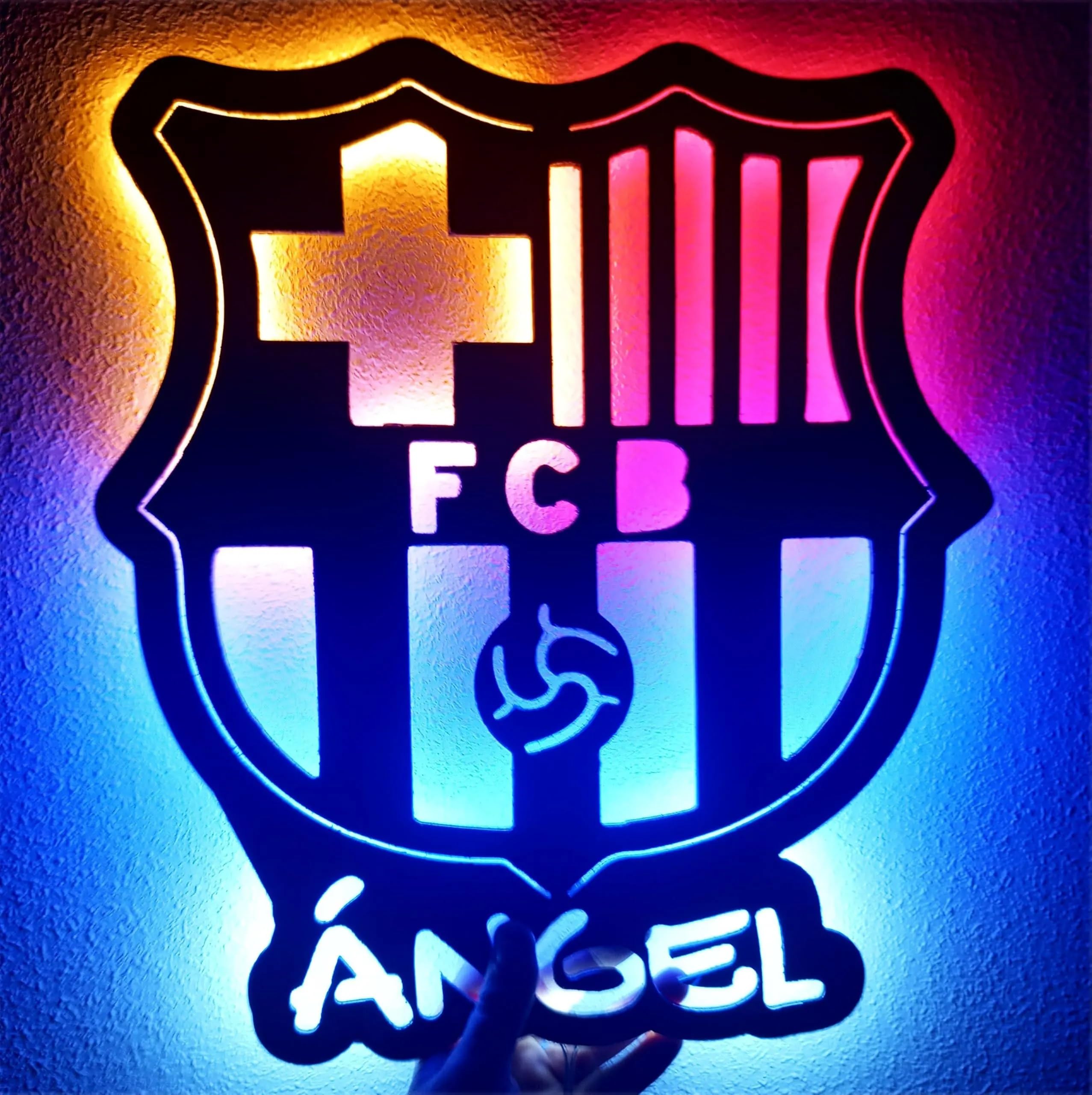 Letrero neon led escudo personalizado Barcelona regalos iluminado para colgar en la pared habitación de fútbol