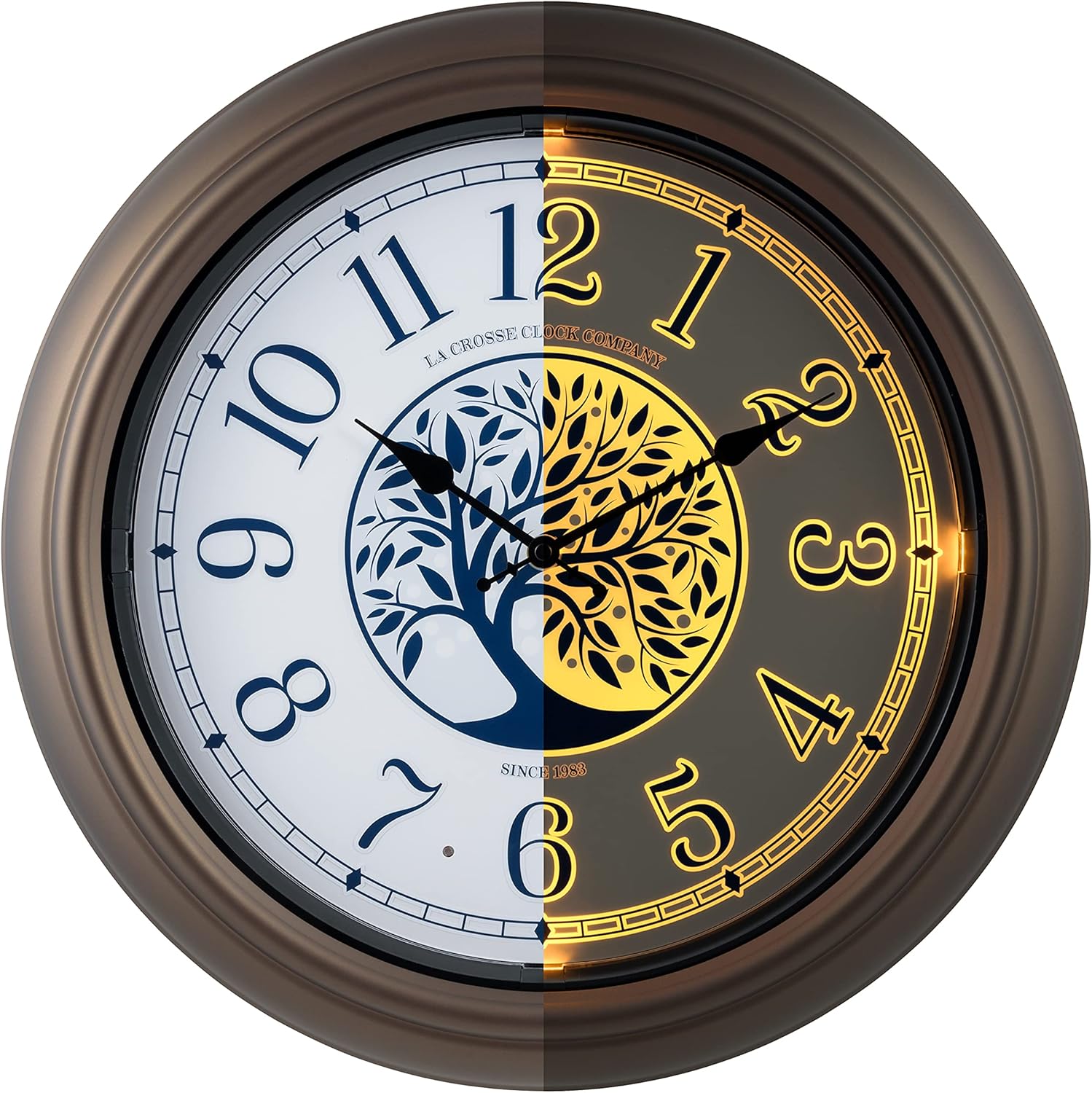 La Crosse Technology Indoor/Outdoor Lighted Dial Analog Quartz Wall Clock, 18" Dia. (403-3246BR)
