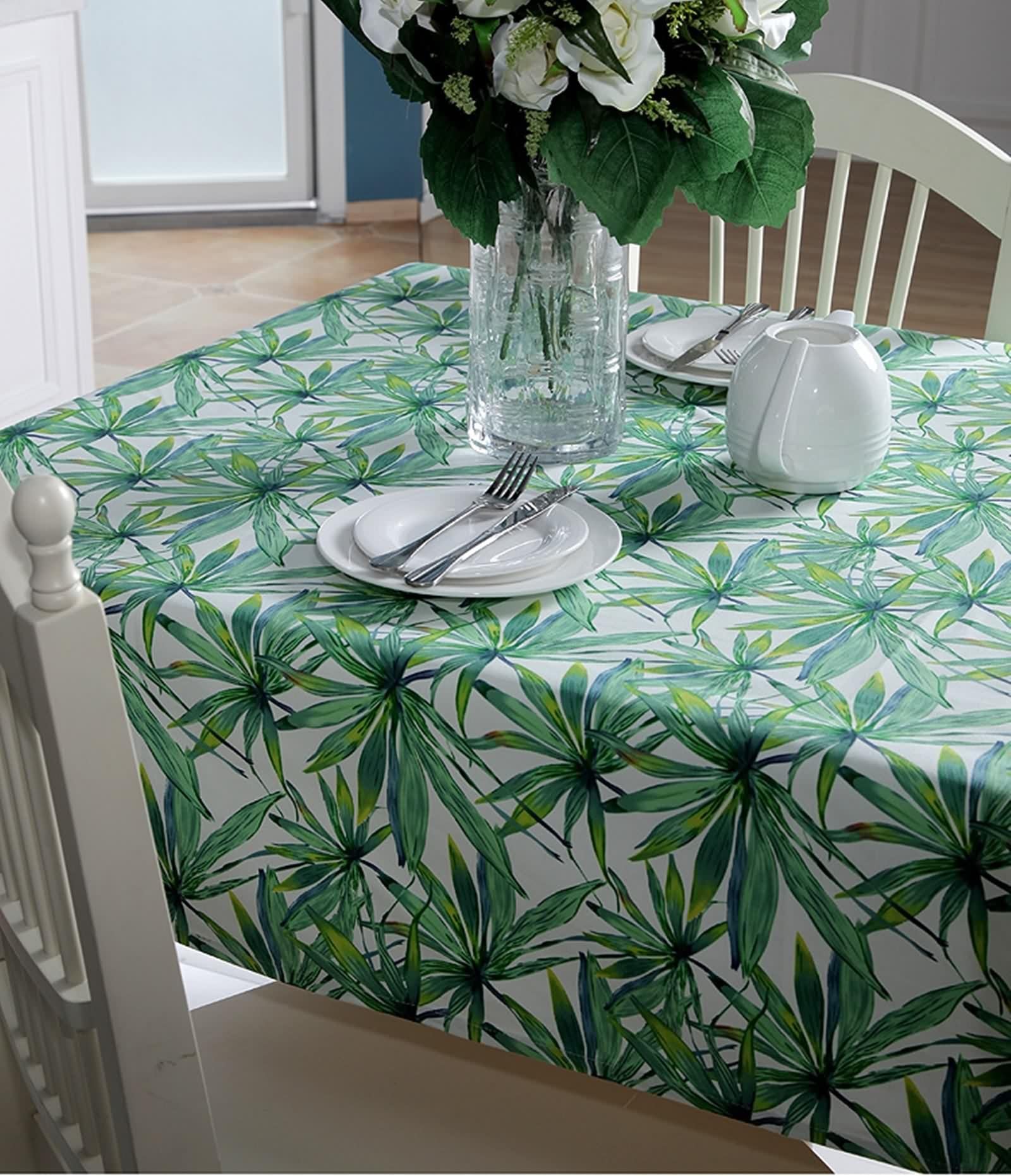Tovaglia Cotone 140X180, Tovaglia Cucina Verde Lascia Stampato Copritavolo per Compleanno Festa Matrimonio