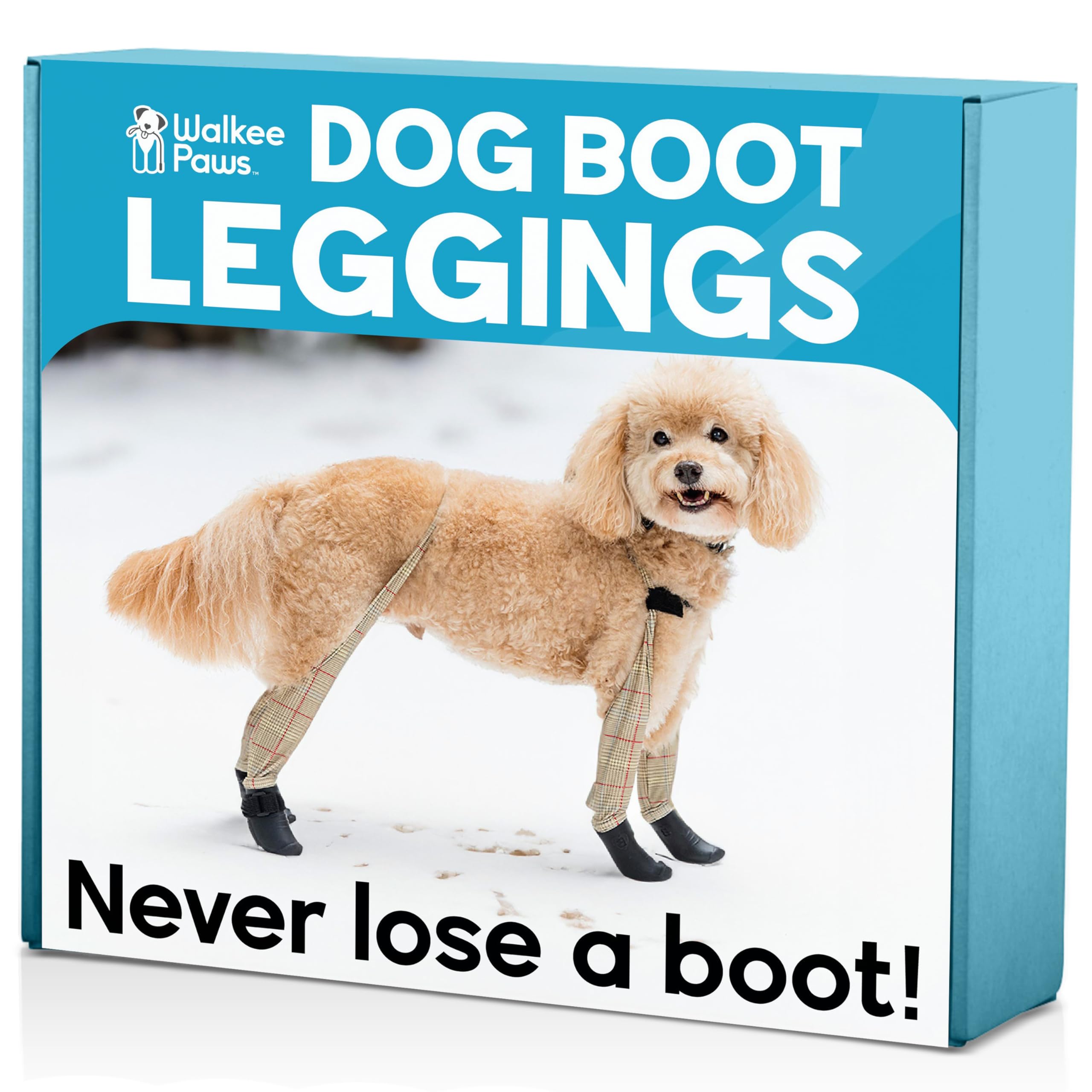 100% Waterproof Dog Boots Connected to Leggings so They Stay on. Easy-On Paw Protectors with Chest Strap for Rain & Snow, Anti-Slip Traction, Adjustable Fit, Machine Washable (Large, Beige Plaid)