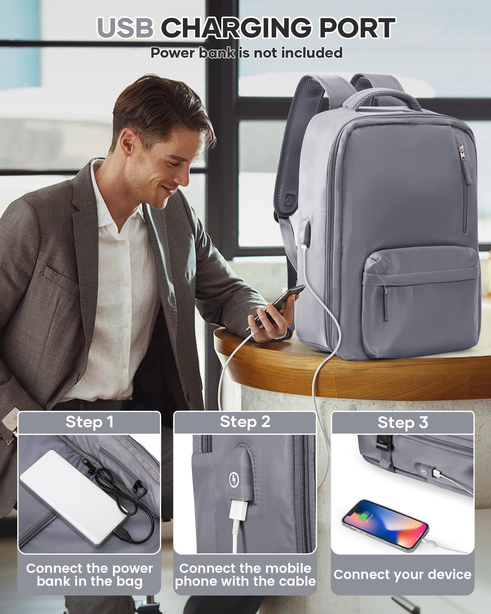 BJLFS Borse da Cabina per Ryanair 40×20×25 Zaino da Viaggio con Sottovuoto Bagaglio a Mano Easyjet 45×36×20,Zaino con sistema di compressione,Zaino Casual per laptop da 14 pollici per scuola